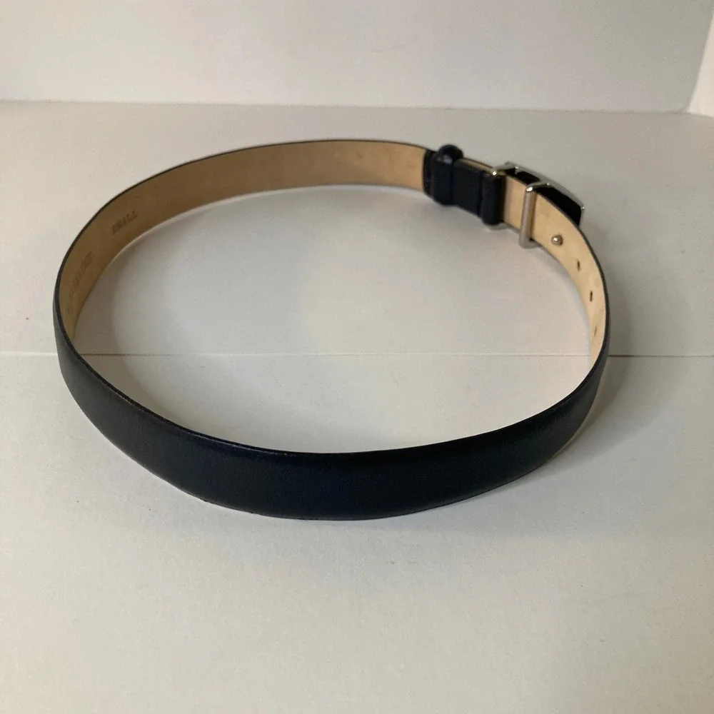Womens DKNY Italian Leather Belt Black S Silver‎ Buckle